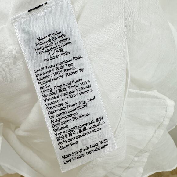 J.Crew Ravenna Dress Ramie Ruffle Lightweight Smocked Midi White XS NWT - Picture 10 of 12